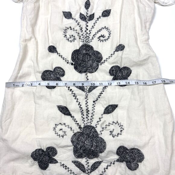 Free People Cotton Linen Embroidered Crochet Fringe Hippy Boho Dress, Sz. 8 - Picture 11 of 13